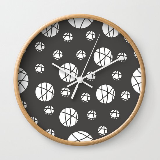 Broken Orbs (WhiteOnGray) Wall Clock