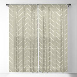 Mudcloth Olive Green Sheer Curtain