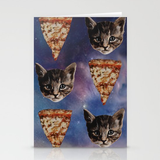 Kitten Pizza Galaxy Stationery Cards