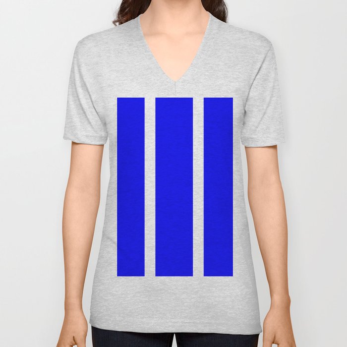 TEAM COLORS 10 ...Blue, white, blue V Neck T Shirt