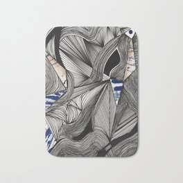 There's a Cat in Here. (8.6) Bath Mat | Illusion, Abstractart, Blue, Pen, Opticalillusion, Linear, Handmade, Lines, Ink, Drawing 