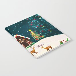 Rustic Snowy Winter Home Christmas Eve Notebook