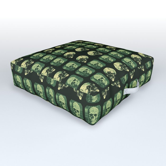 Green Skulls Outdoor Floor Cushion