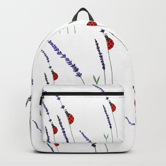 red ladybug and purple lavender Backpack