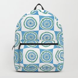 Quilted Botanical Watercolors - Cyan and Green Backpack