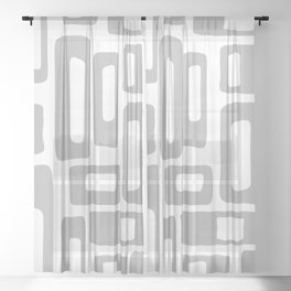 Retro Mid Century Modern Abstract Pattern 336 Gray Sheer Curtain