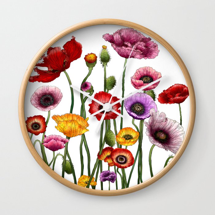 Bouquet of Poppy Flowers Wall Clock