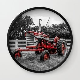 IH 240 Farmall Tractor Red Tractor Color Isolation Wall Clock