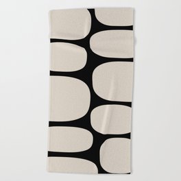 Minimalist Modern Abstract 231 Black and Linen White Beach Towel