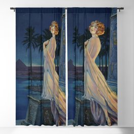 Melody of Ancient Egypt Art Deco romantic female figure by the River Nile painting by Henry Clive Blackout Curtain