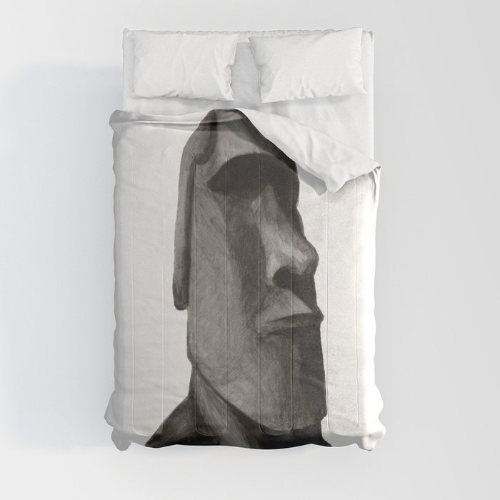 Easter Island Head Statue: Moai Acrylic Painting Comforter