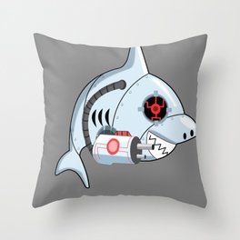 Robot Shark Madness Throw Pillow