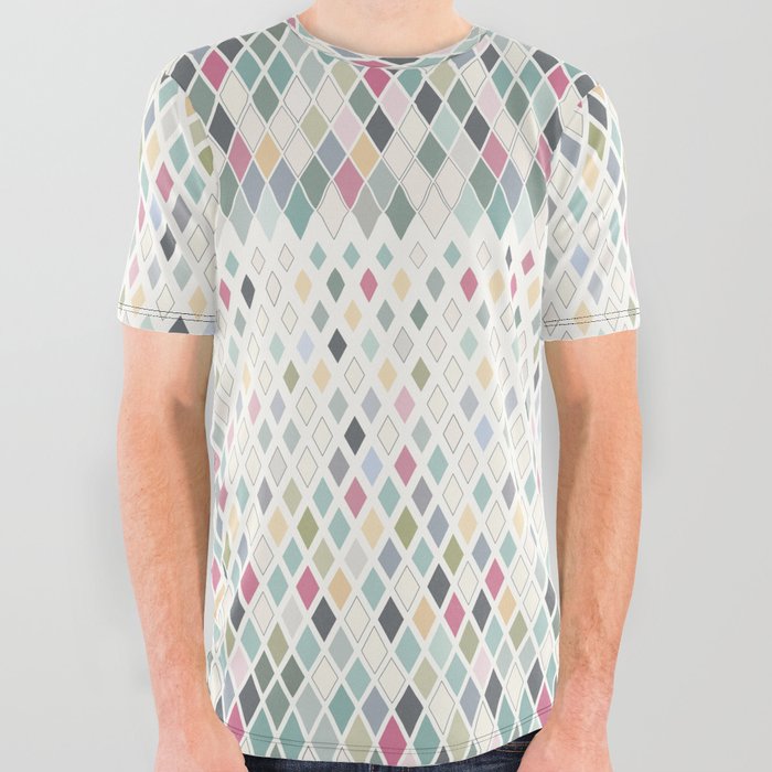 Small Colorful Tiles Pattern All Over Graphic Tee