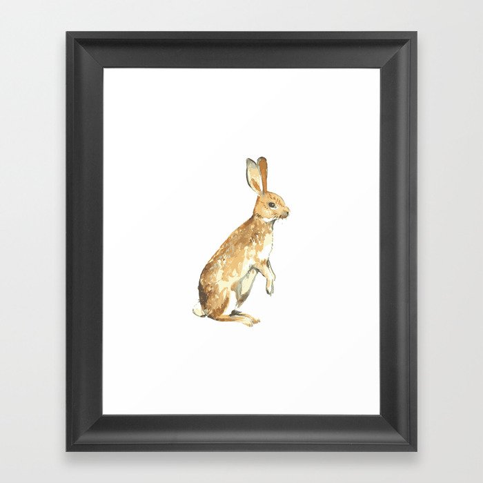 Watercolor Bunny Rabbit Framed Art Print