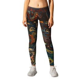 Flower Child - An Abstract Piece Leggings | Love, Insertmehere, Cellular, Red, Coral, Gold, Jenniferwalsh, Flow, Organic, Abstract 