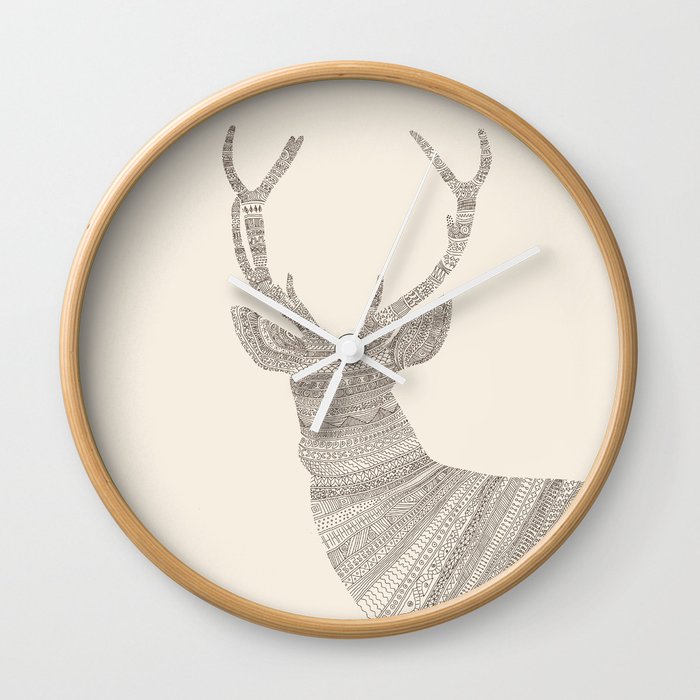 Stag / Deer (On Beige) Wall Clock