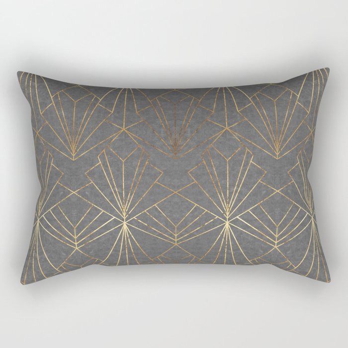 Art Deco in Textured Grey Rectangular Pillow