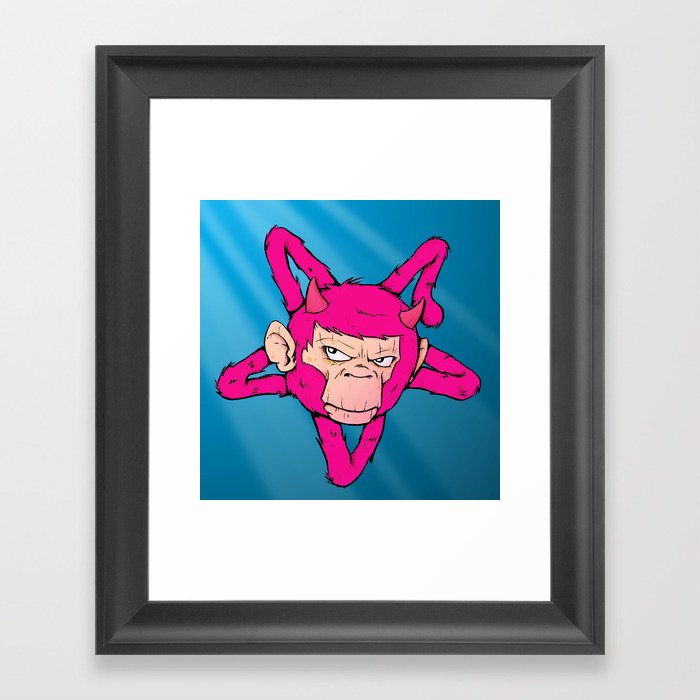 Devil Ape Pink Framed Art Print