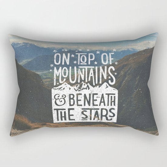 on top of mountain and beneath the stars Rectangular Pillow