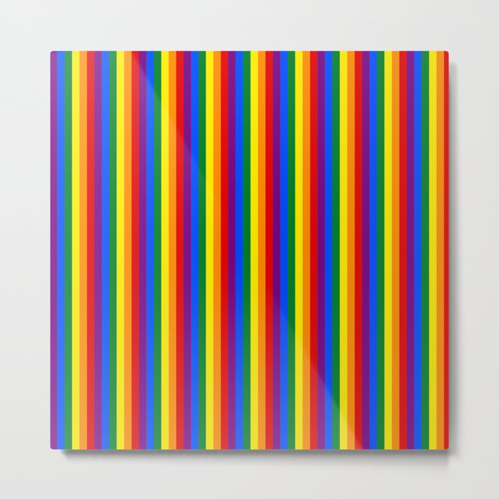 Mini Verticle Gay Pride Rainbow Beach Stripes Metal Print