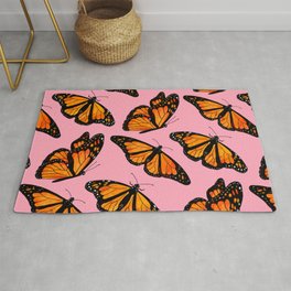 Monarch Butterfly Pattern-Pink Rug