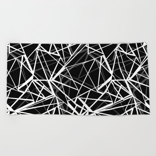 Black and white abstract geometric pattern . 8 Beach Towel