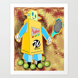 Tennis Robot with Racquet Art Print