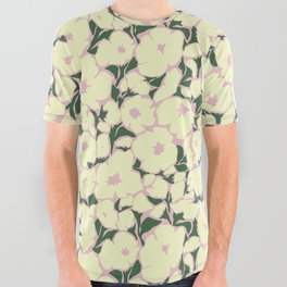Flower meadow on pink floral pattern design All Over Graphic Tee