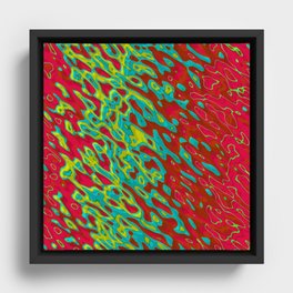 Red and Green Shapes Framed Canvas