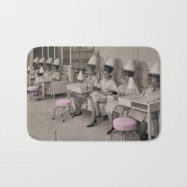 Beauty Day Retro Hair Salon Bath Mat | Ladiesfashion, Sepiaphotography, Hairdryers, Photo, Retrophoto, Oldfashioned, Black And White, Pink, Film, Vintageposter 