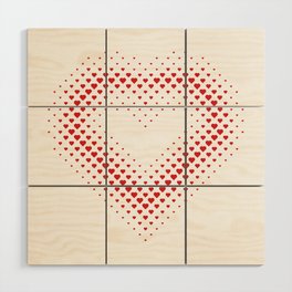 Heart Shape Halftone Dot Red Heart Pattern Wood Wall Art