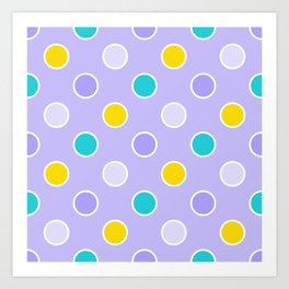 Geometric Candy Dot Circles - Multi Colors - Purple - Yellow - Turquoise Art Print
