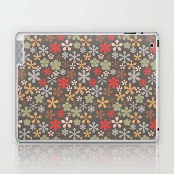 brown and pastels harvest florals eclectic daisy print ditsy florets Laptop & iPad Skin