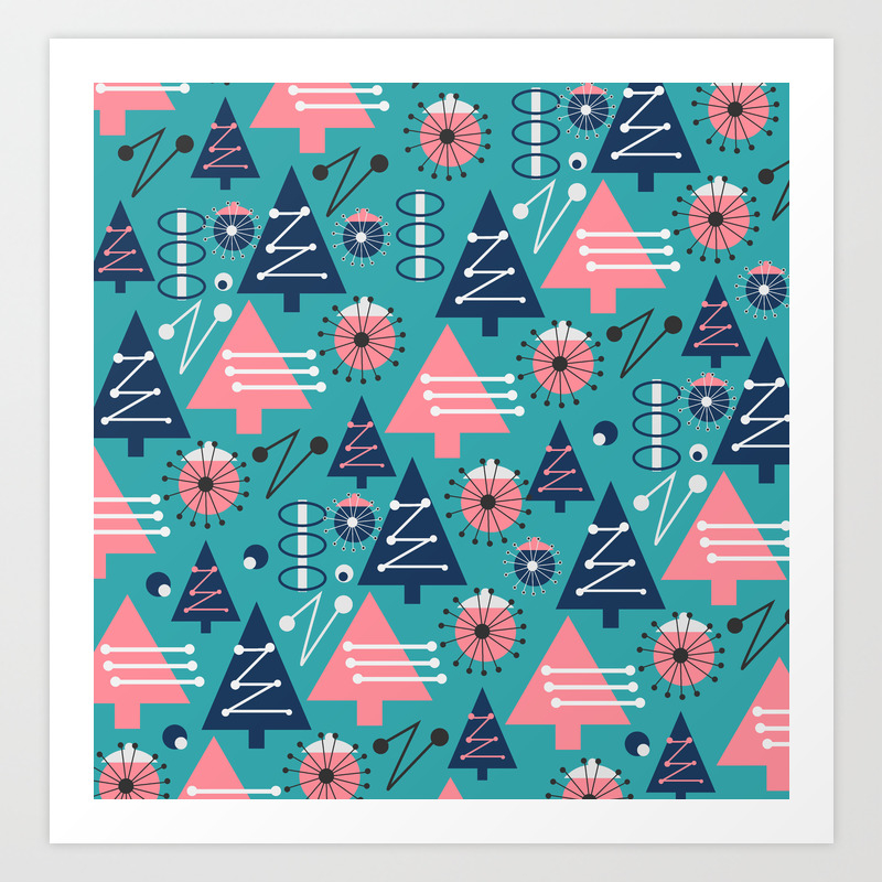 Mid Century Modern Christmas Art Print By Cocosabstractions Society6