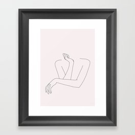 Woman's crossed arms line drawing - Anna Natural Framed Art Print
