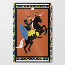 African Warrior on Black Unicorn Cutting Board