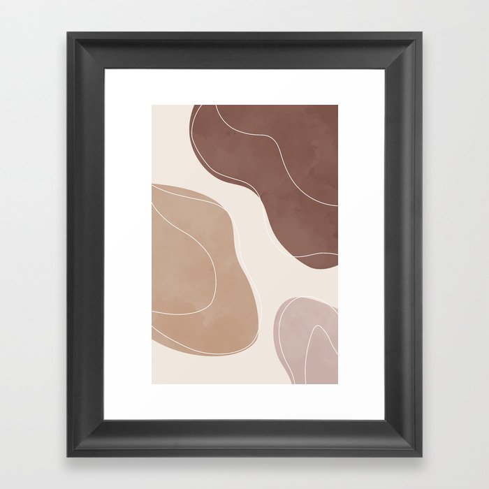 Neutral Color Shapes Framed Art Print