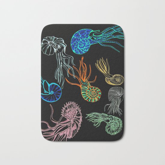 Ammonites at Night Bath Mat