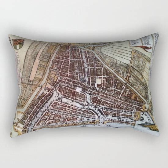 Replica city map of Rotterdam 1652 Rectangular Pillow