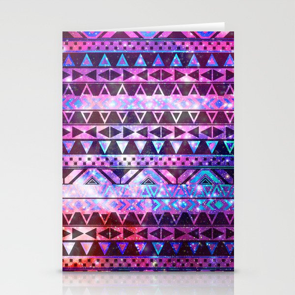 Head In Space | Girly Andes Aztec Pattern Pink Teal Nebula Galaxy Stationery Cards
