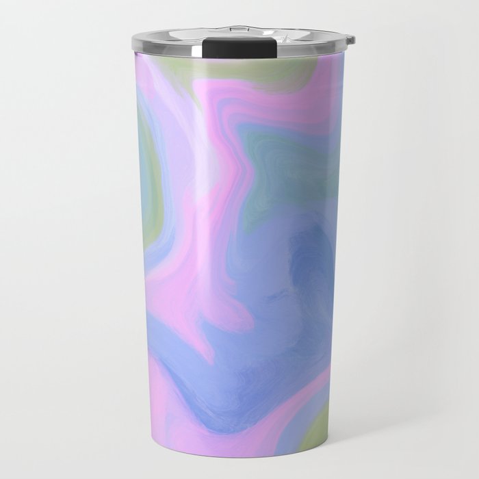 Cotton Candy Retro Swirl - blue purple green Travel Mug