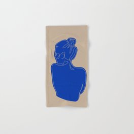 Woman in blue - lineart  Hand & Bath Towel