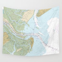 Tybee Island, Daufuskie Island, Calibogue Sound, South End of Hilton Head Island, and Vicinity Nautical Wall Tapestry