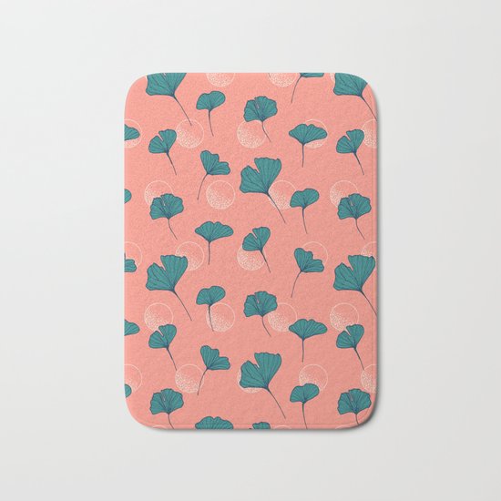 Bright Ginkgo & Dots #society6 #decor #buyart Bath Mat