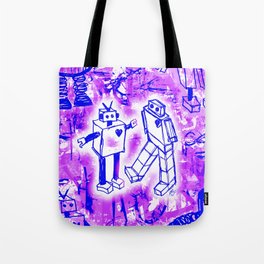 Purple Robot Love Tote Bag