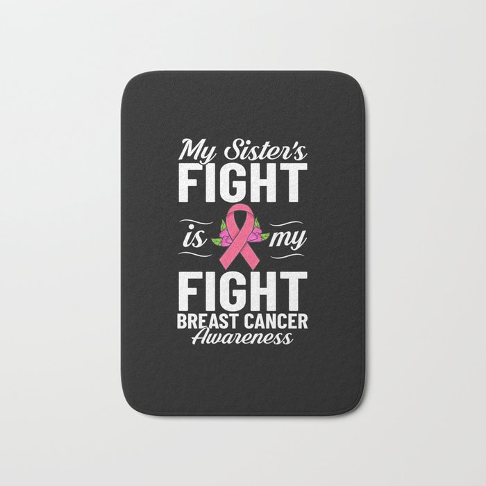 Breast Cancer Ribbon Awareness Pink Quote Bath Mat