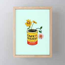Coffee and Flowers for Breakfast in Turquoise  Framed Mini Art Print