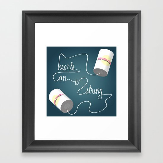 Hearts on a string Framed Art Print