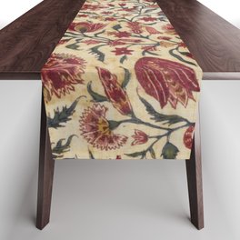 Antique Floral Hummingbird Chintz Design Table Runner