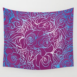 seamless-pattern-with-violet-Cayan-and-white-flowers- Wall Tapestry